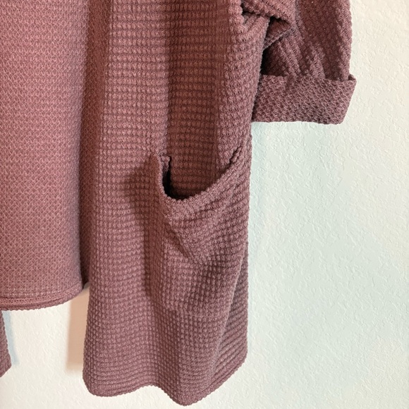 Mud Pie Mauve Waffle Knit Open Front Lightweight Cardigan – Size S/M - Picture 3 of 6